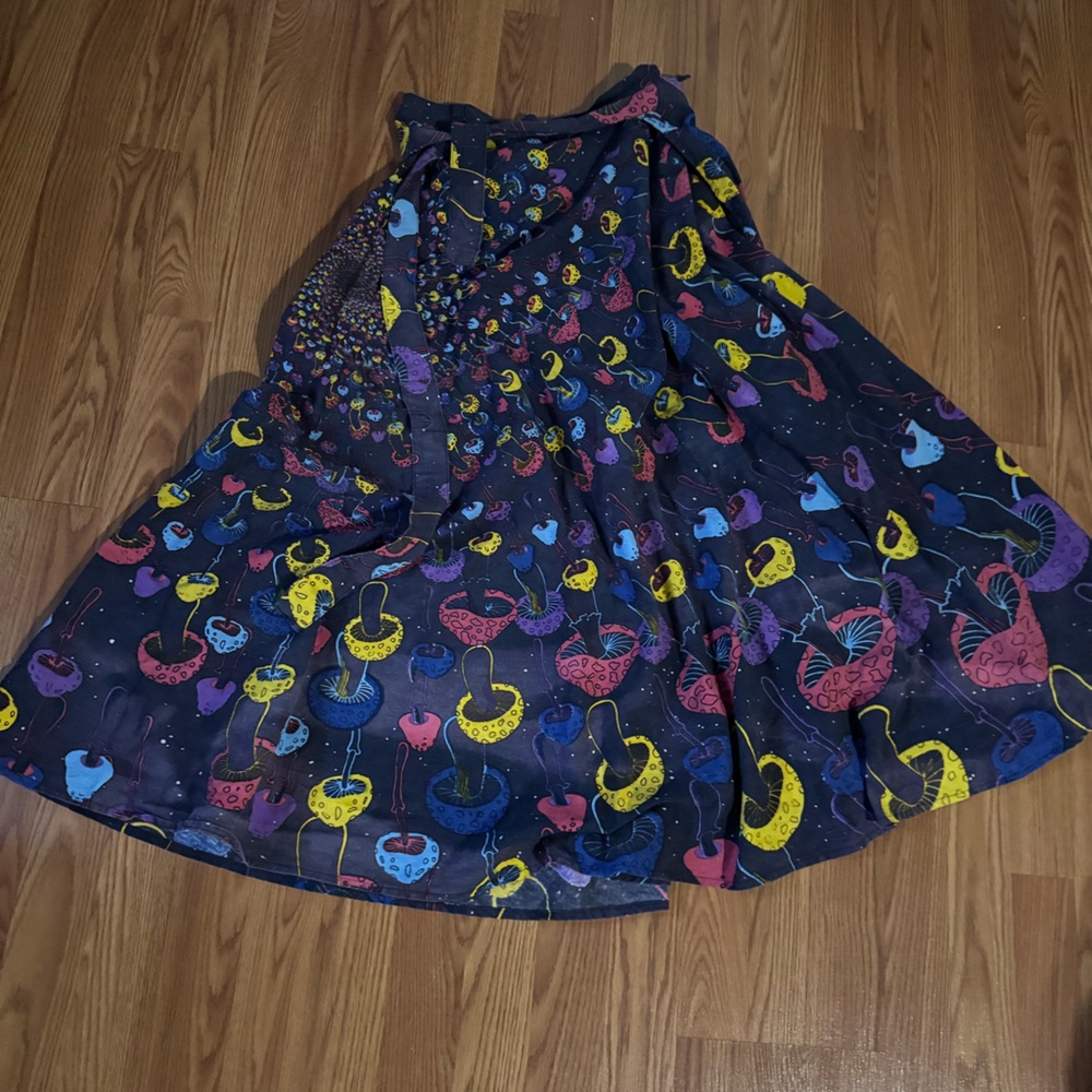 Sunshine Joy Trippy Mushroom Patterned Women's Wrap Skirt‎ Hippie Boho Indie Y2k